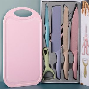 多機能キッチンナイフ＆まな板セット カラフルでおしゃれな調理器具一式